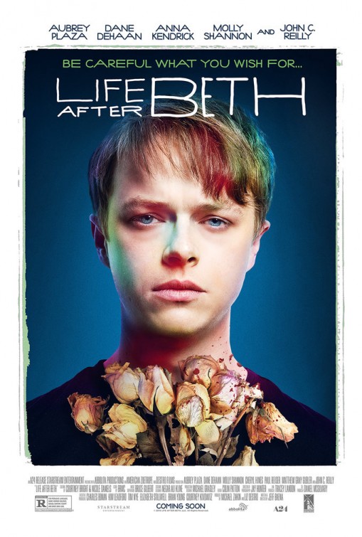 Poster promocional de Life After Beth con Dane Dehaan. Life After Beth, comedia romántica Zombie de Jeff Baena, con Aubrey Plaza, Dane DeHaan, Anna Kendrick, Matthew Gray Gubler, Alia Shawkat, John C. Reilly, Molly Shannon, Thomas McDonell, Alia Shawkat, Cheryl Hine y Paul Reiser.