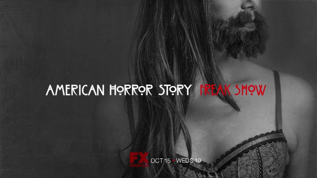 La mujer barbuda en American Horror Story: Freakshow. Imagen promocional de American Horror Story: Freakshow que llegará a FX en Octubre. La nueva temporada de American Horror Story: Freakshow es estelarizada por Jessica Lange, Emma Roberts, Sarah Paulson, Kathy Bates, Michael Chiklis, Angela Bassett, Evan Peters, Frances Conroy y Gabourey Sidibe, Wes Bentley, John Carroll Lynch, Finn Wittrock Jyoti Amge.