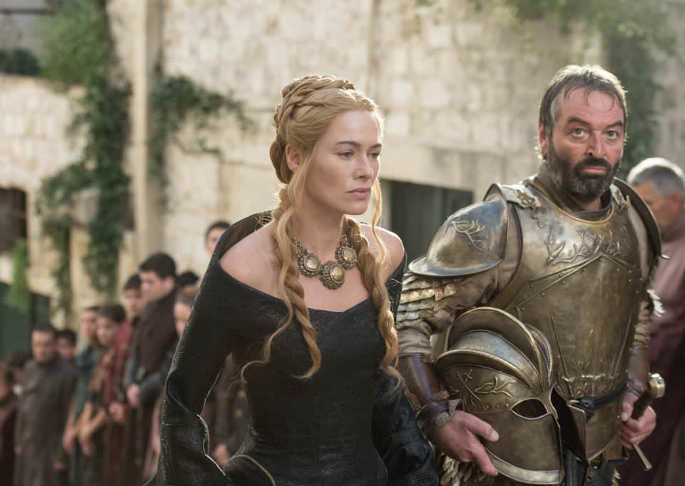Lena Headey as Cersei Lannister and Ian Beattie as Meryn Trant – photo Macall B. Polay/HBO
