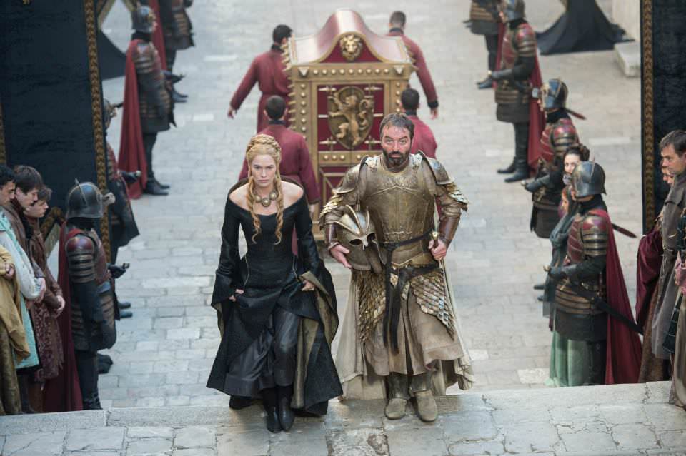 Lena Headey as Cersei Lannister and Ian Beattie as Meryn Trant – photo Macall B. Polay/HBO