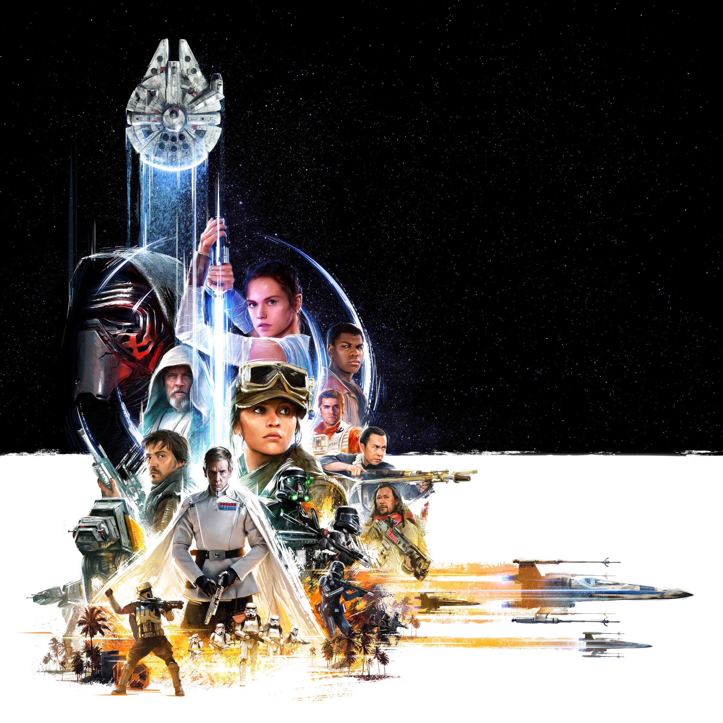 Star Wars Celebration Europe - Key Art con personajes de Star Wars Spidoe VII : The force Awakens y Roge One : A Star Wars Story ha hecho su debut.