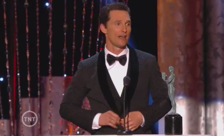 Matthew McConaughey aceptando el SAG Award por Dallas Buyers Club