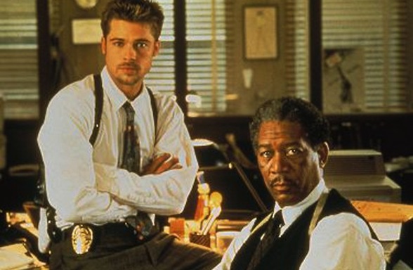 Brad Pitt y Morgan Freeman en "Seven"