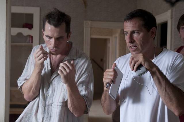 Christian Bale y David O. Russell en el set de filmación de la película The Fighter.