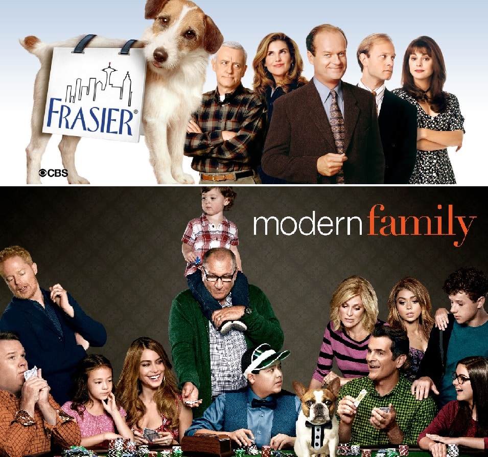 Frasier y Modern Family son las dos más ganadoras como Mejor Serie de Comedia.