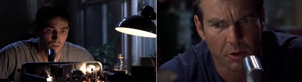 Jim Caviezel y Dennis Quaid en la película Frequency.