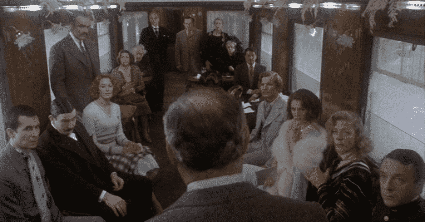 'Murder On The Orient Express' (1974), protagonizada por Albert Finney, Ingrid Bergman, Lauren Bacall, Sean Connery y Jacqueline Bisset.