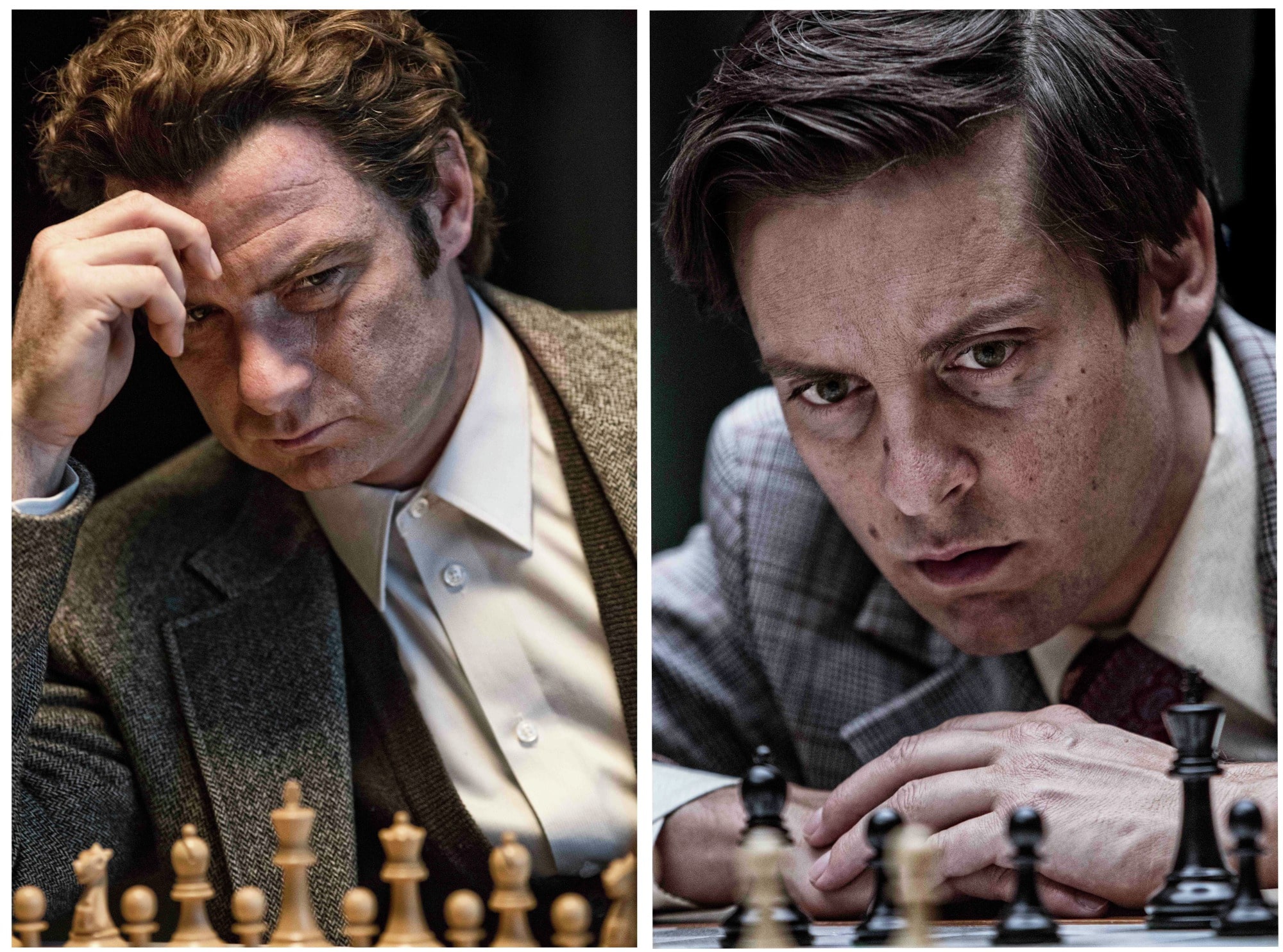 Liev Schreiber y Tobey Maguire en 'La Jugada Maestra' (Pawn Sacrifice). En cines 26 de febrero.